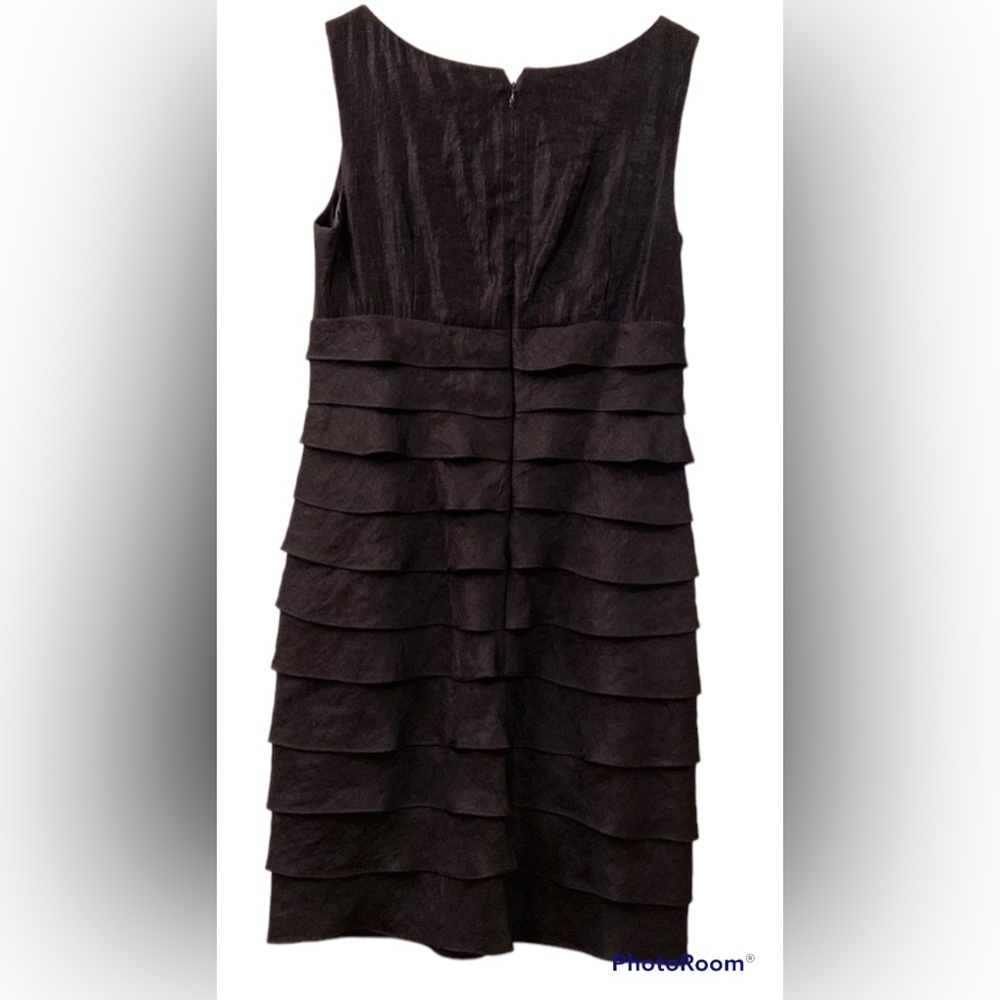 London Times Dress Black Sleeveless Layered Skirt V-Neck WM SZ 10 Gorgeous 🥰 - Picture 8 of 13